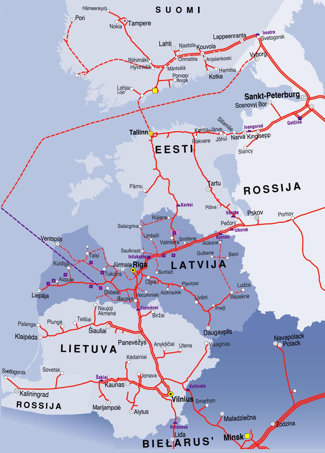 Gas pipelines of the Baltic States and Finland